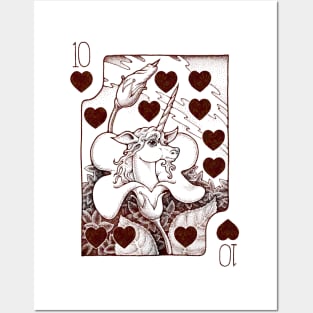 Ten of Hearts Unicorn Posters and Art